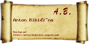 Anton Bibiána névjegykártya